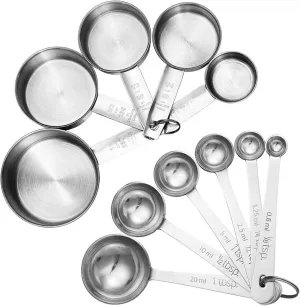 Accmor 11 Piece Stainless Steel Measuring Spoons Cups Set, Premium Stackable Tablespoons Measuring Set for Gift Dry Liquid Ingredients Cooking Baking