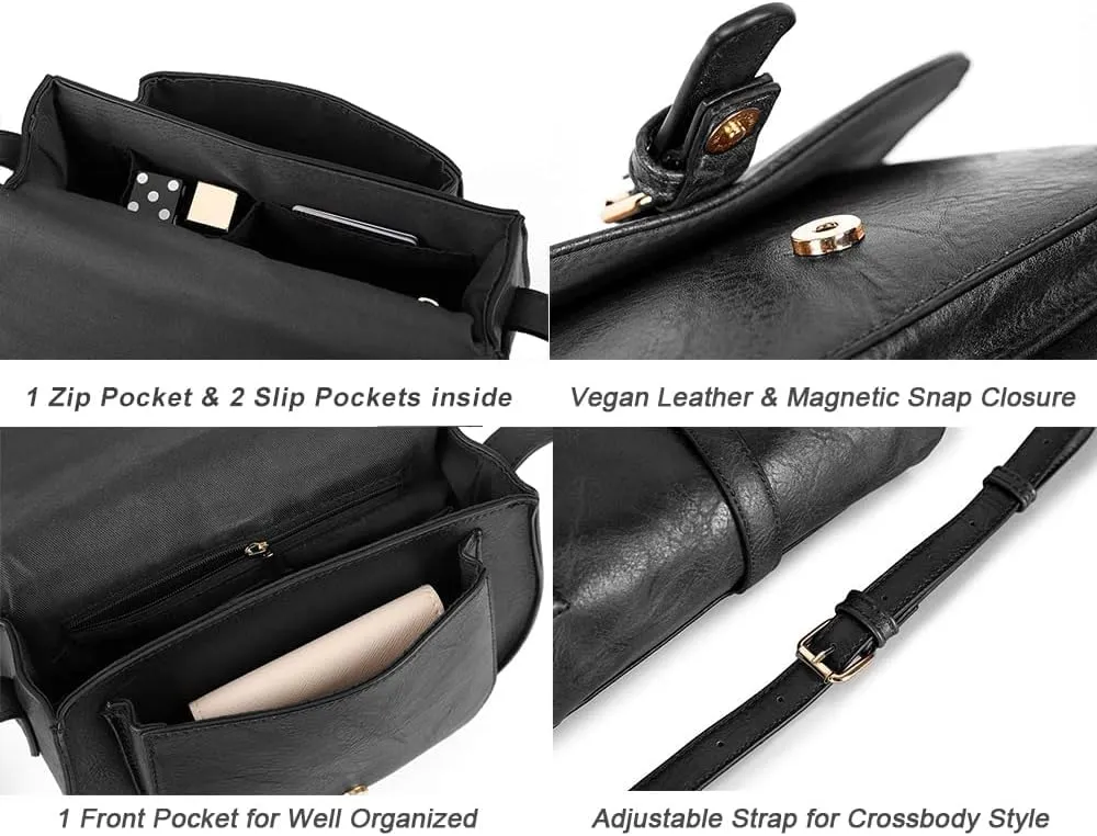 AFKOMST Crossbody Bags for Women,Small Saddle Purse and Boho Cross Body Handbags,Vegan Leather