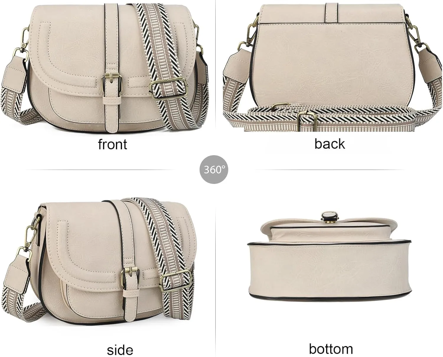 AFKOMST Crossbody Bags for Women,Small Saddle Purse and Boho Cross Body Handbags,Vegan Leather