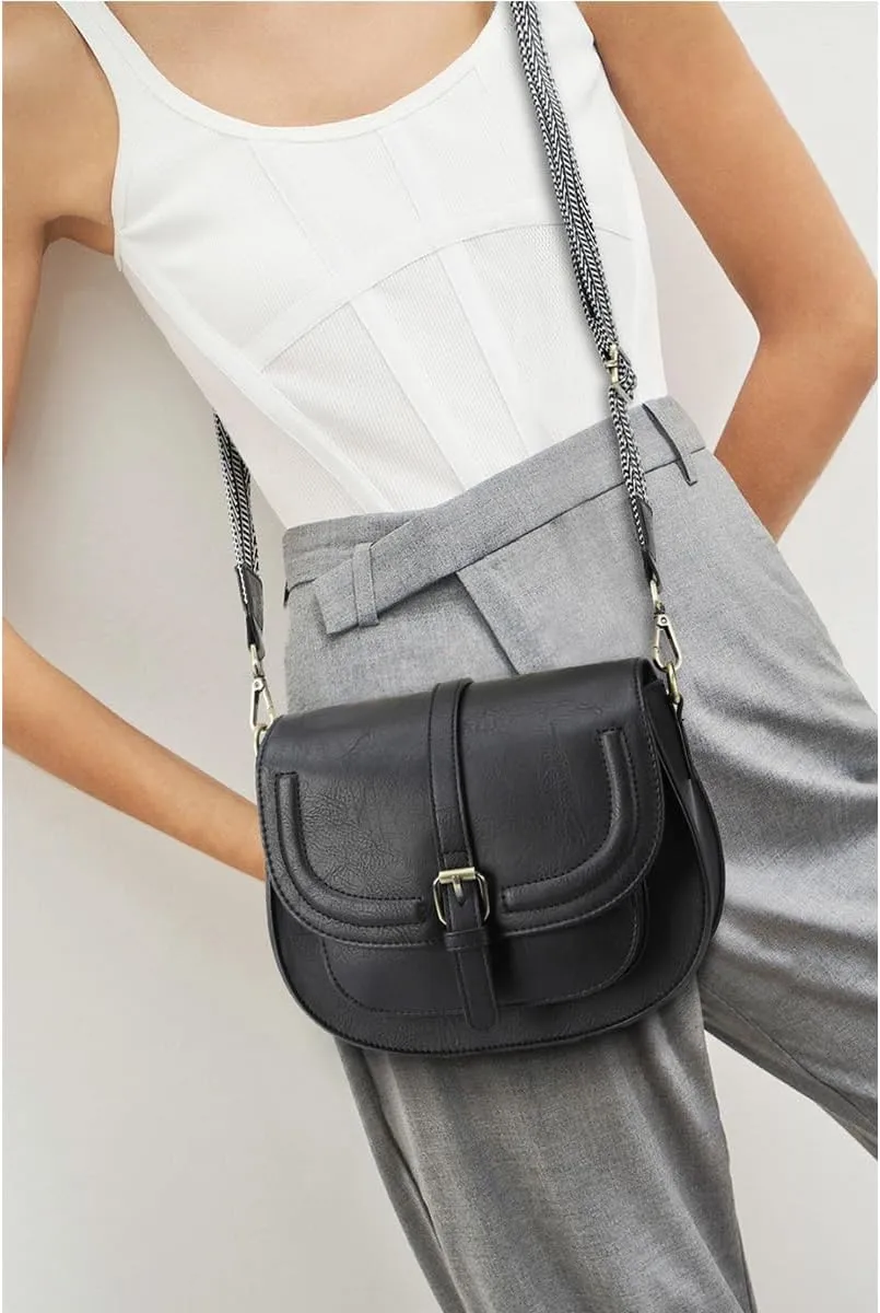 AFKOMST Crossbody Bags for Women,Small Saddle Purse and Boho Cross Body Handbags,Vegan Leather
