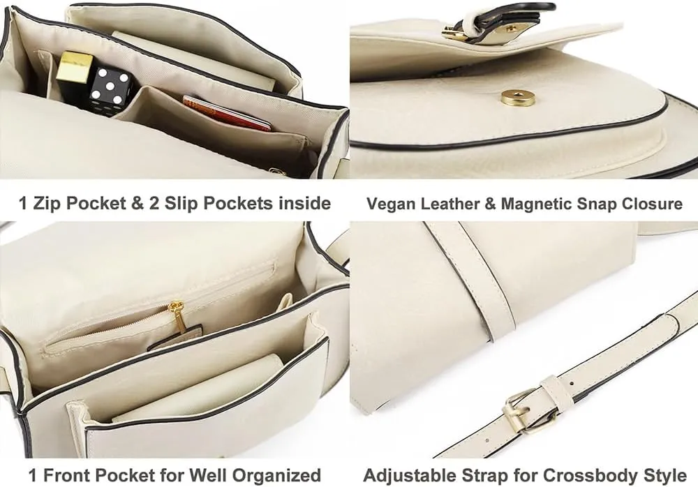 AFKOMST Crossbody Bags for Women,Small Saddle Purse and Boho Cross Body Handbags,Vegan Leather