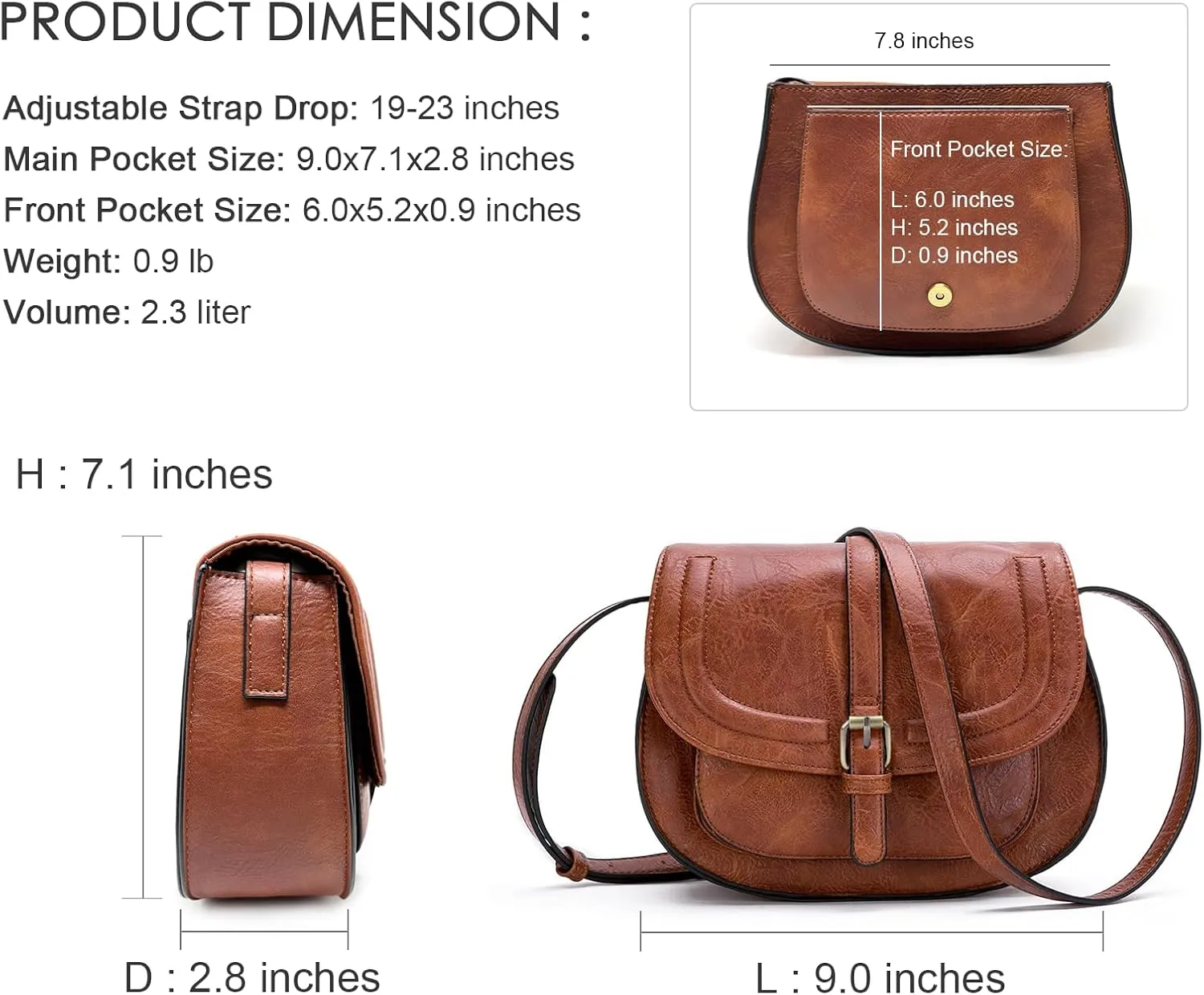 AFKOMST Crossbody Bags for Women,Small Saddle Purse and Boho Cross Body Handbags,Vegan Leather