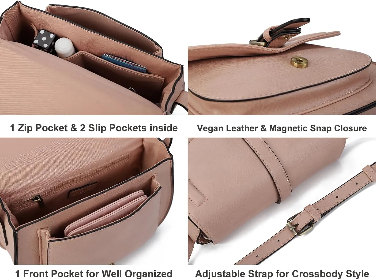 AFKOMST Crossbody Bags for Women,Small Saddle Purse and Boho Cross Body Handbags,Vegan Leather