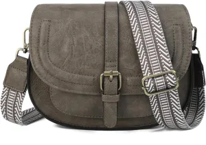 AFKOMST Crossbody Bags for Women,Small Saddle Purse and Boho Cross Body Handbags,Vegan Leather