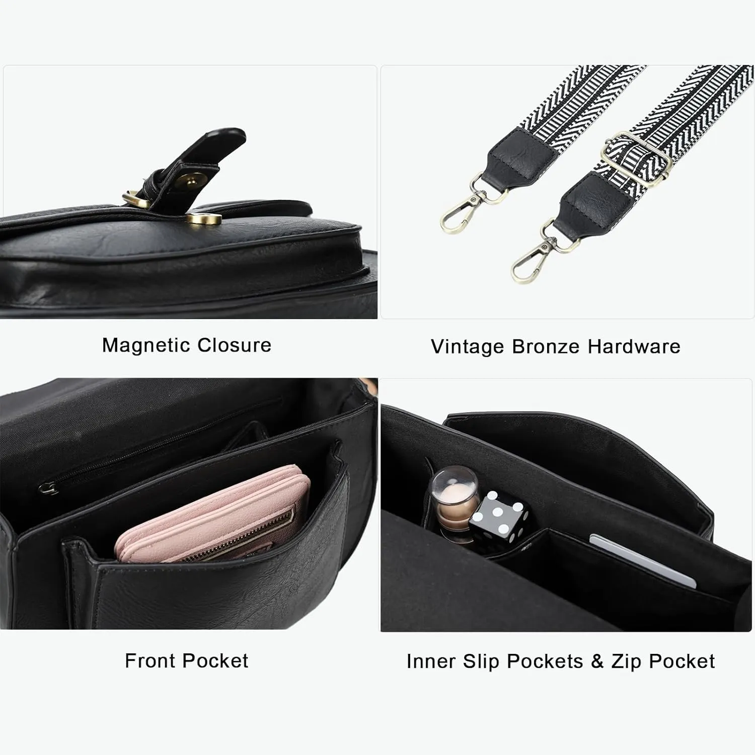 AFKOMST Crossbody Bags for Women,Small Saddle Purse and Boho Cross Body Handbags,Vegan Leather