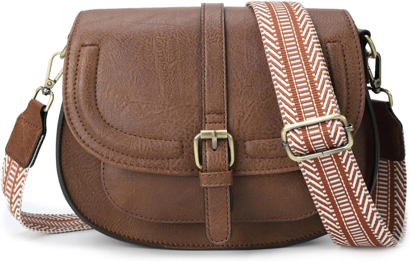 AFKOMST Crossbody Bags for Women,Small Saddle Purse and Boho Cross Body Handbags,Vegan Leather