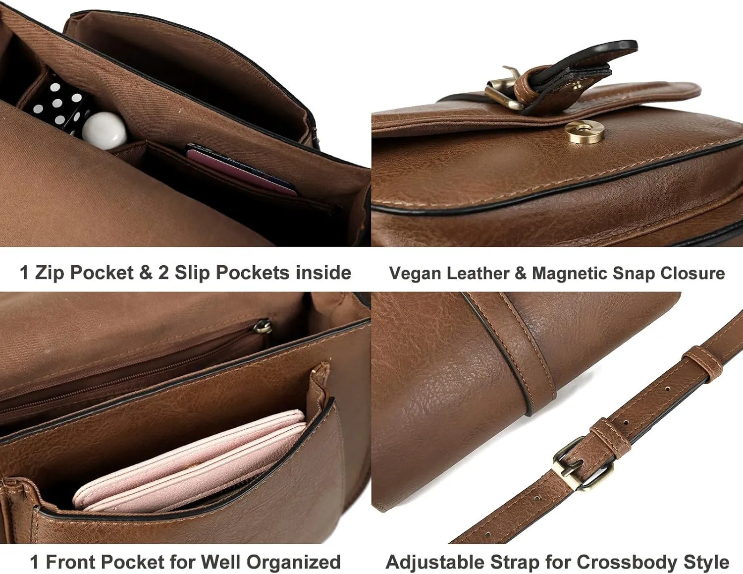 AFKOMST Crossbody Bags for Women,Small Saddle Purse and Boho Cross Body Handbags,Vegan Leather