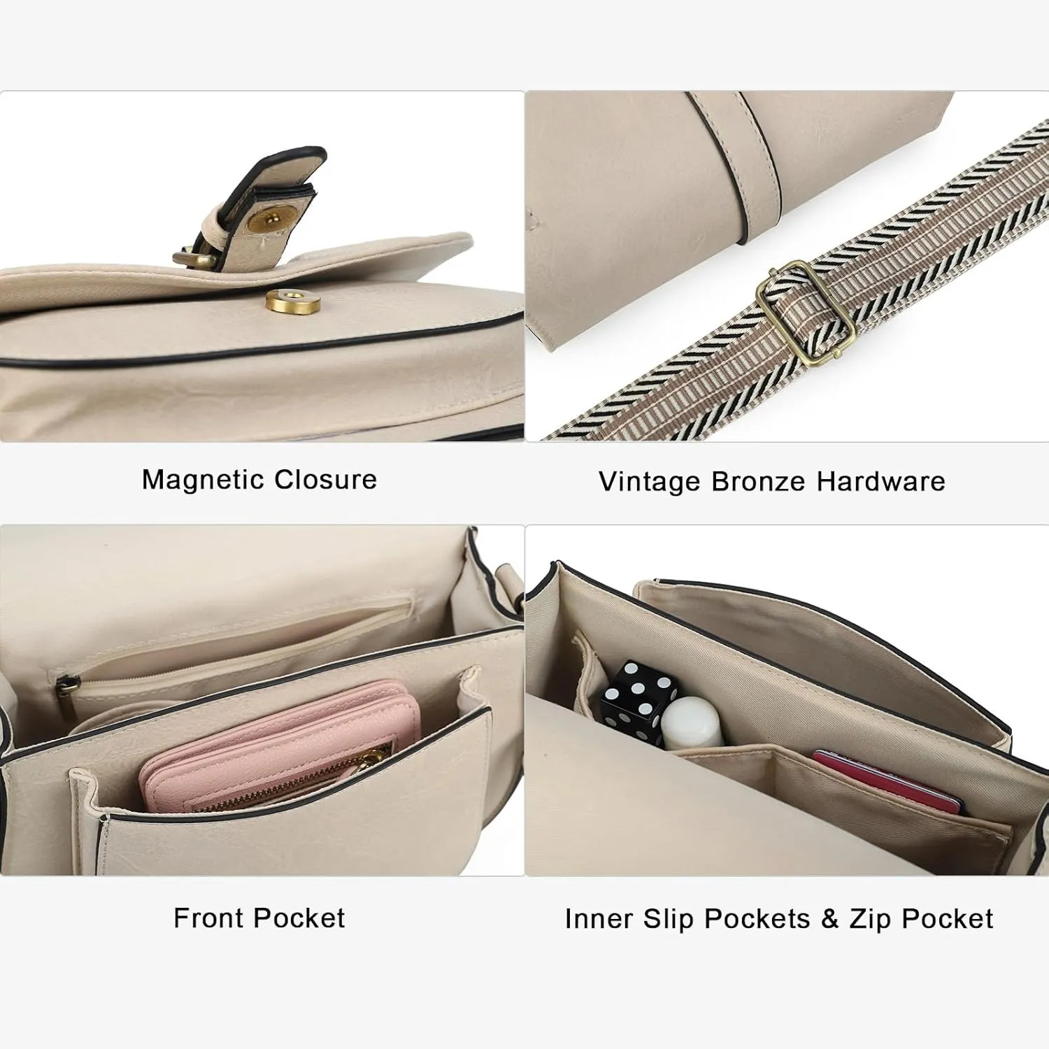 AFKOMST Crossbody Bags for Women,Small Saddle Purse and Boho Cross Body Handbags,Vegan Leather