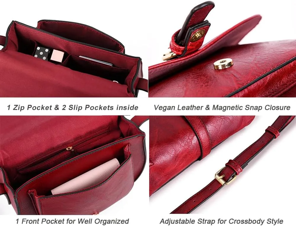 AFKOMST Crossbody Bags for Women,Small Saddle Purse and Boho Cross Body Handbags,Vegan Leather