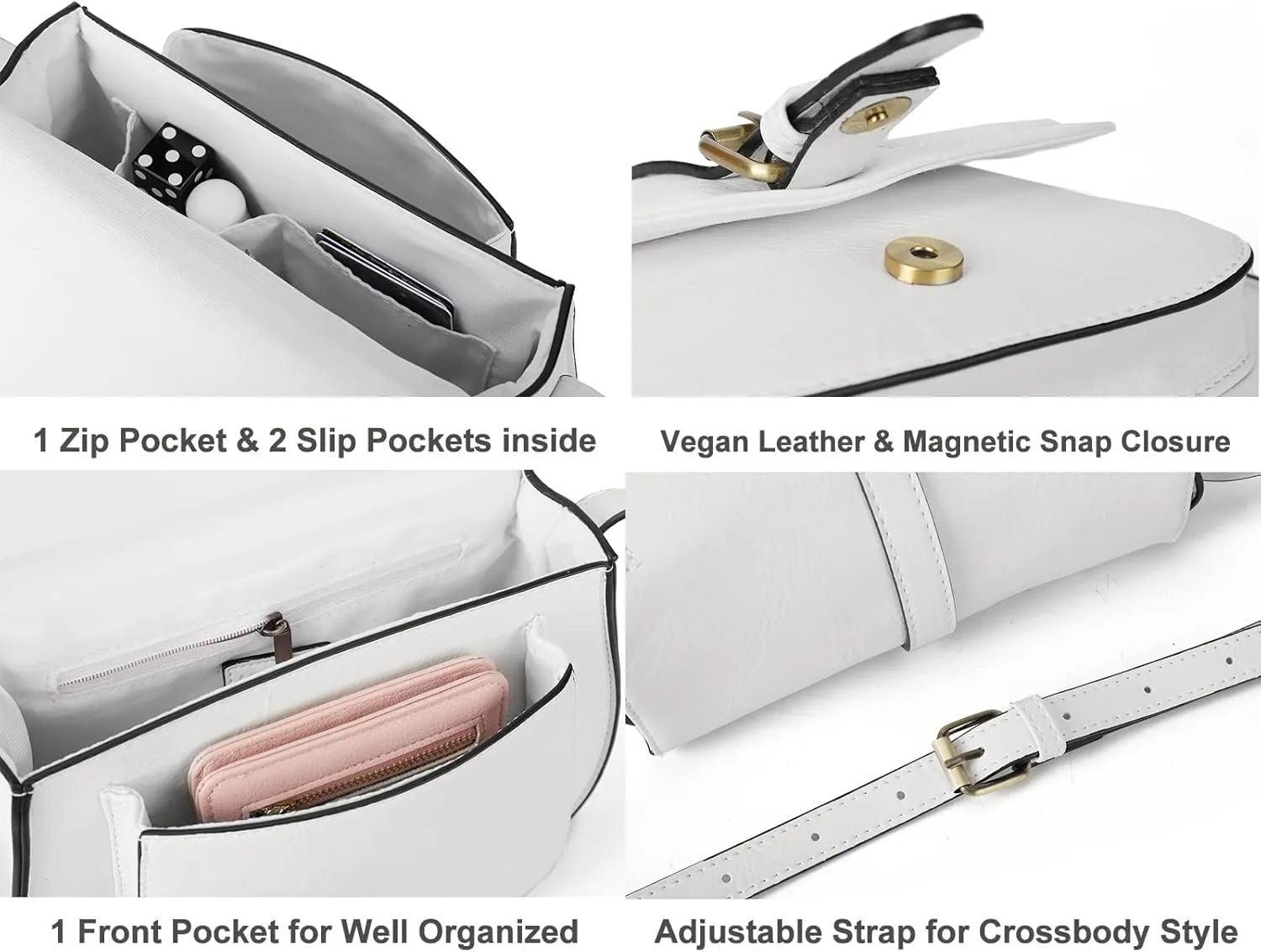 AFKOMST Crossbody Bags for Women,Small Saddle Purse and Boho Cross Body Handbags,Vegan Leather