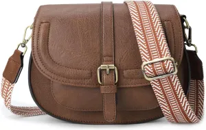 AFKOMST Crossbody Bags for Women,Small Saddle Purse and Boho Cross Body Handbags,Vegan Leather