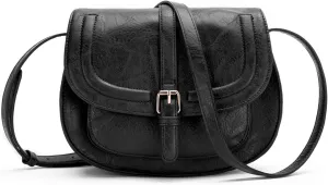 AFKOMST Crossbody Bags for Women,Small Saddle Purse and Boho Cross Body Handbags,Vegan Leather