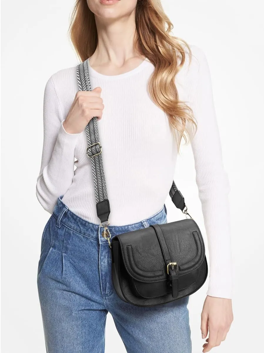 AFKOMST Crossbody Bags for Women,Small Saddle Purse and Boho Cross Body Handbags,Vegan Leather