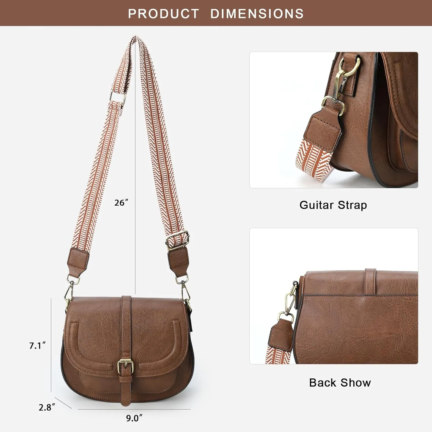 AFKOMST Crossbody Bags for Women,Small Saddle Purse and Boho Cross Body Handbags,Vegan Leather