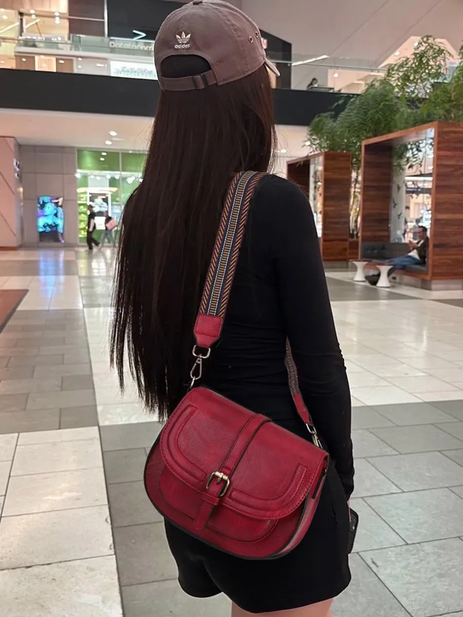 AFKOMST Crossbody Bags for Women,Small Saddle Purse and Boho Cross Body Handbags,Vegan Leather