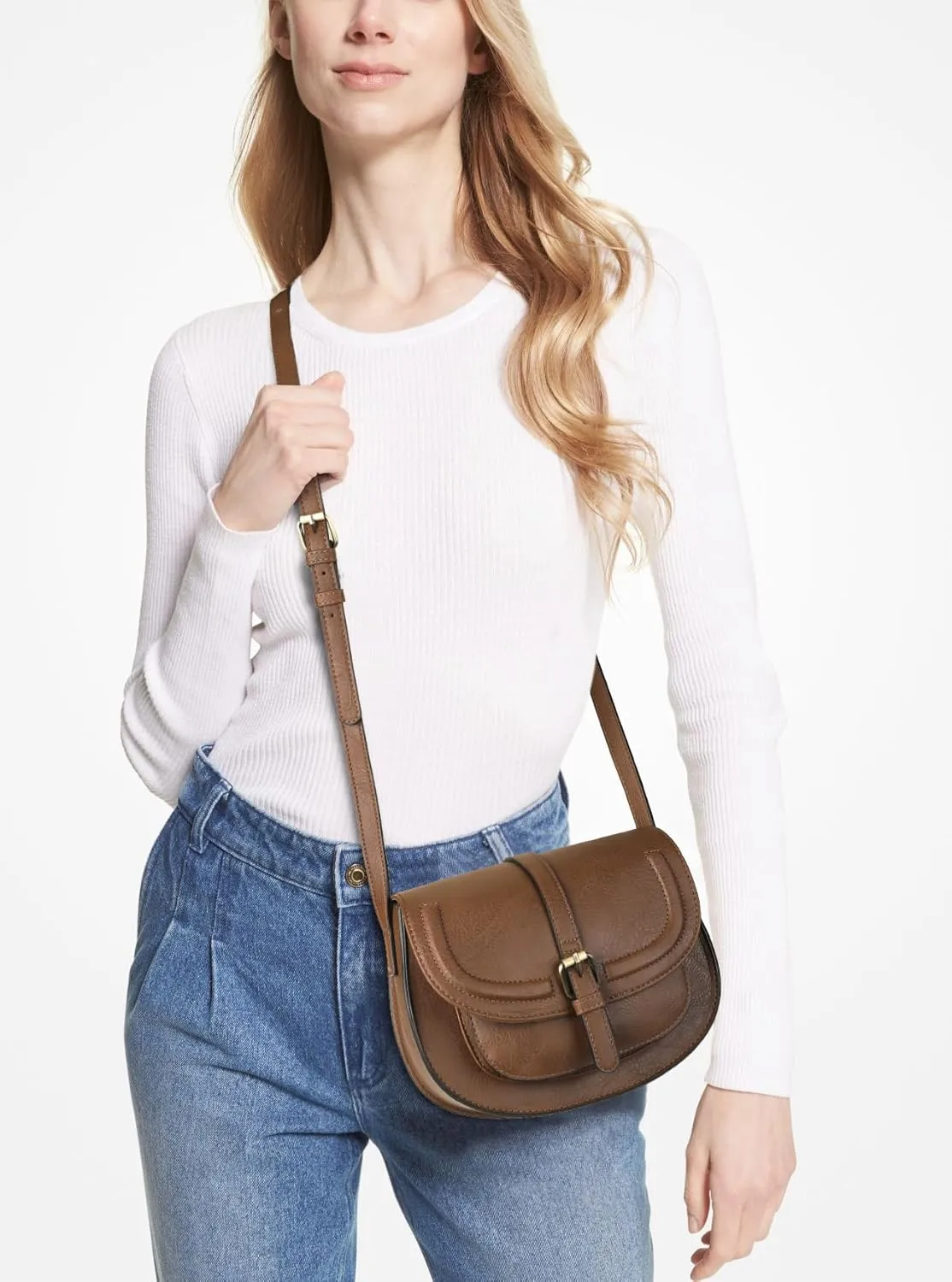 AFKOMST Crossbody Bags for Women,Small Saddle Purse and Boho Cross Body Handbags,Vegan Leather