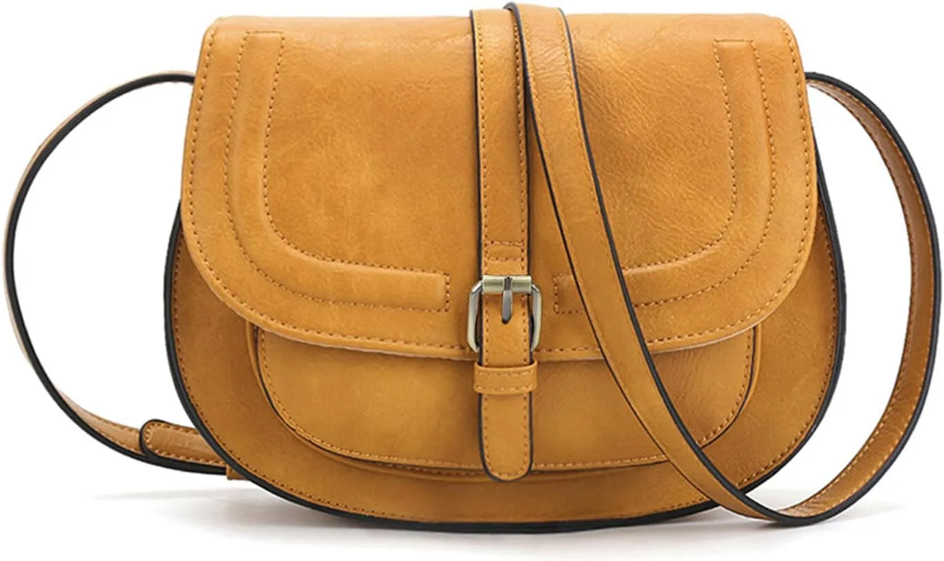AFKOMST Crossbody Bags for Women,Small Saddle Purse and Boho Cross Body Handbags,Vegan Leather