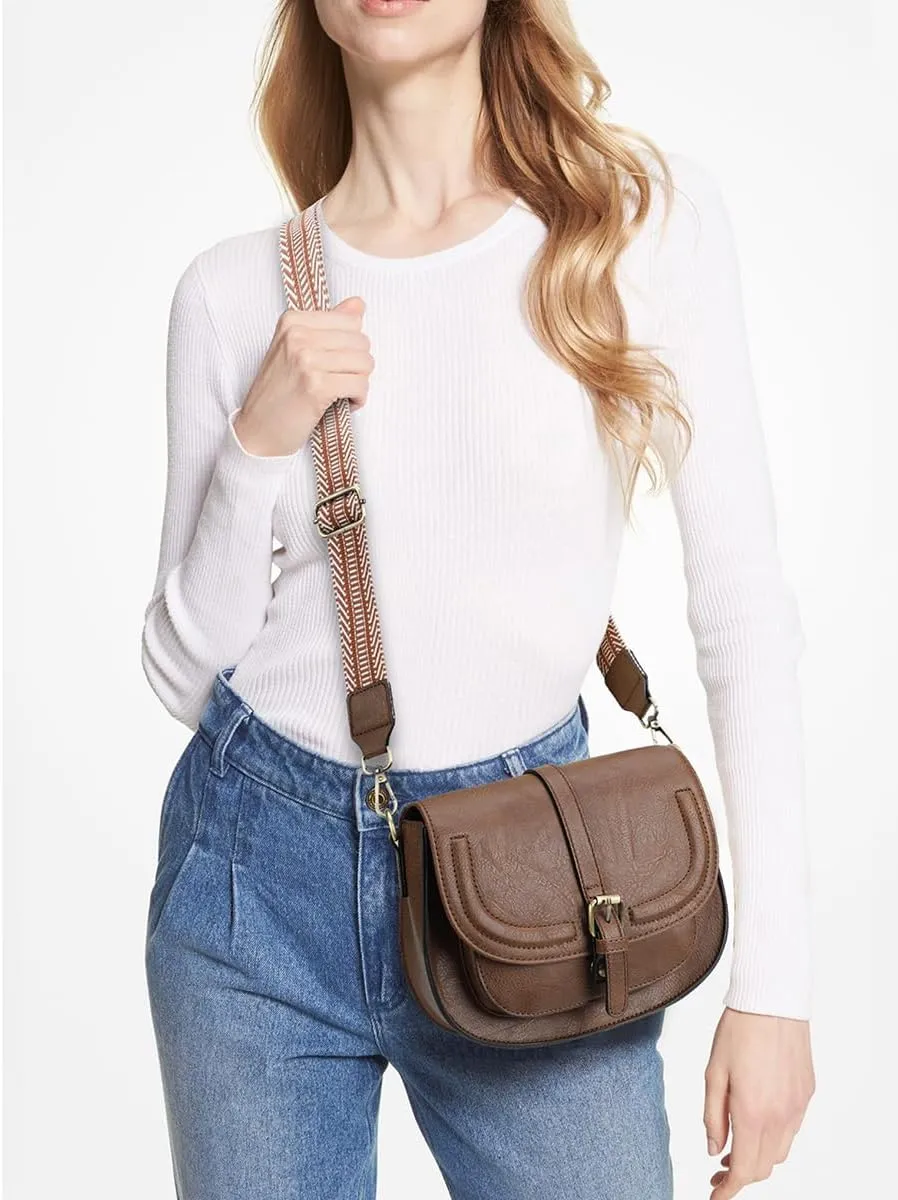 AFKOMST Crossbody Bags for Women,Small Saddle Purse and Boho Cross Body Handbags,Vegan Leather