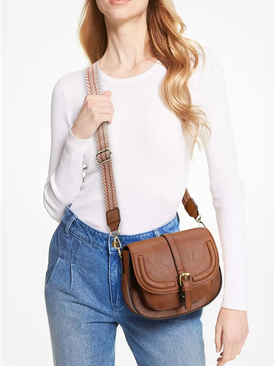 AFKOMST Crossbody Bags for Women,Small Saddle Purse and Boho Cross Body Handbags,Vegan Leather