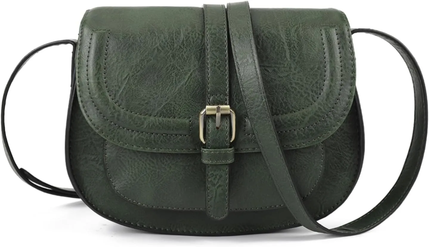 AFKOMST Crossbody Bags for Women,Small Saddle Purse and Boho Cross Body Handbags,Vegan Leather