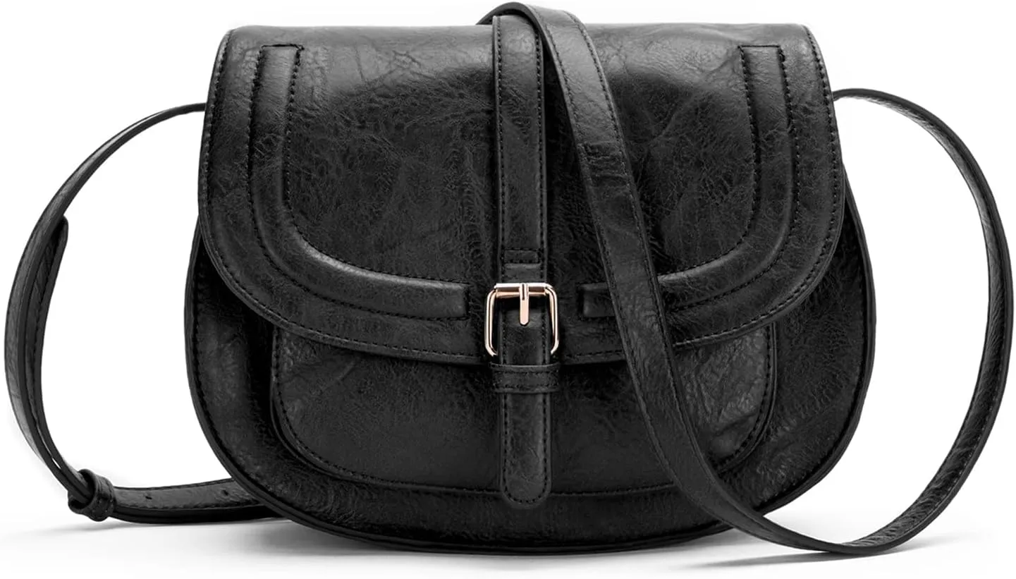 AFKOMST Crossbody Bags for Women,Small Saddle Purse and Boho Cross Body Handbags,Vegan Leather