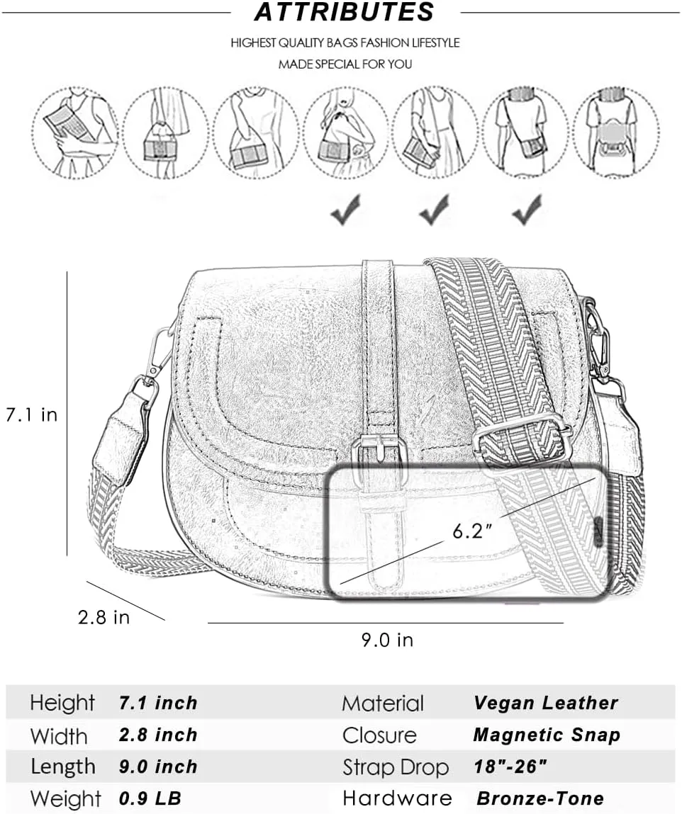 AFKOMST Crossbody Bags for Women,Small Saddle Purse and Boho Cross Body Handbags,Vegan Leather