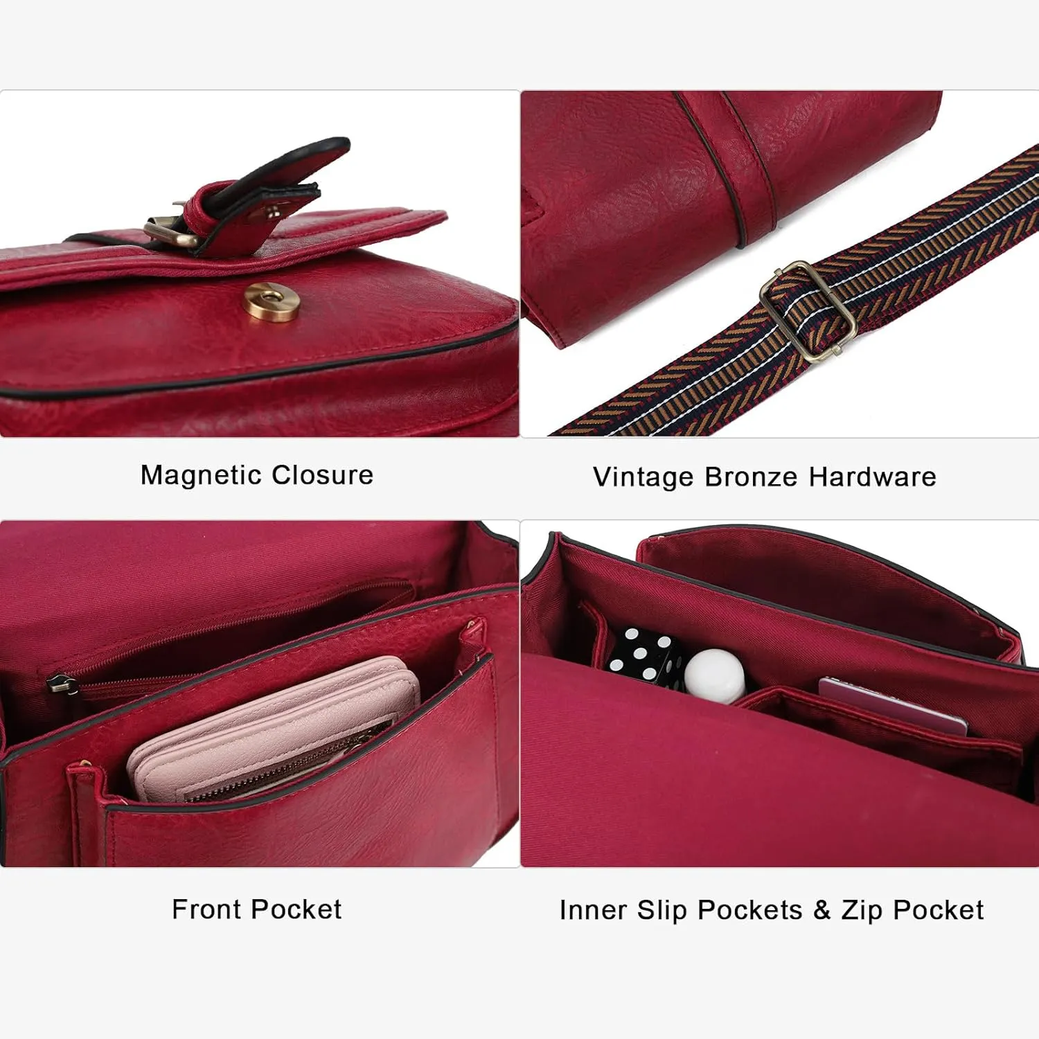 AFKOMST Crossbody Bags for Women,Small Saddle Purse and Boho Cross Body Handbags,Vegan Leather
