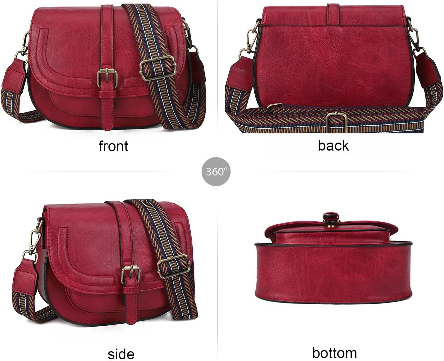 AFKOMST Crossbody Bags for Women,Small Saddle Purse and Boho Cross Body Handbags,Vegan Leather