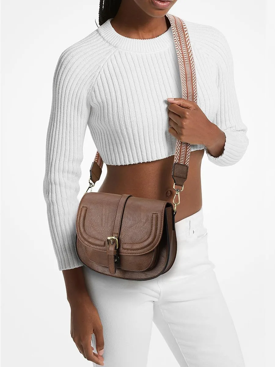 AFKOMST Crossbody Bags for Women,Small Saddle Purse and Boho Cross Body Handbags,Vegan Leather