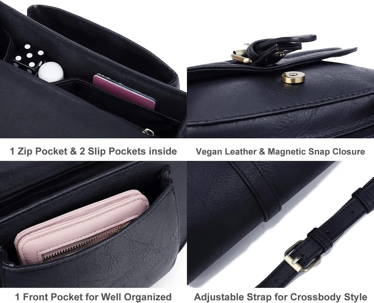 AFKOMST Crossbody Bags for Women,Small Saddle Purse and Boho Cross Body Handbags,Vegan Leather