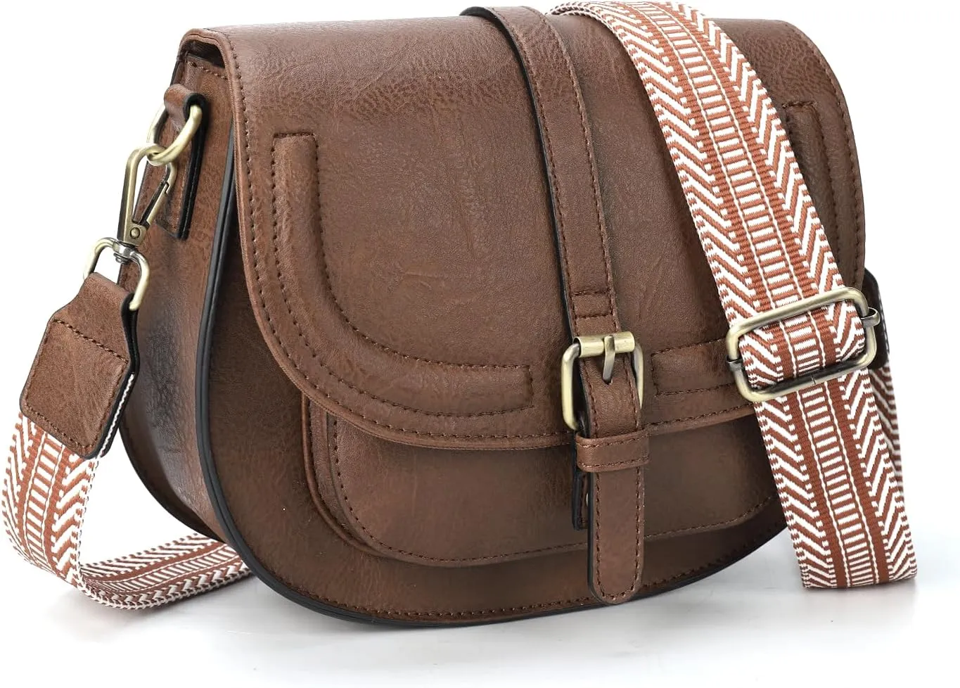 AFKOMST Crossbody Bags for Women,Small Saddle Purse and Boho Cross Body Handbags,Vegan Leather