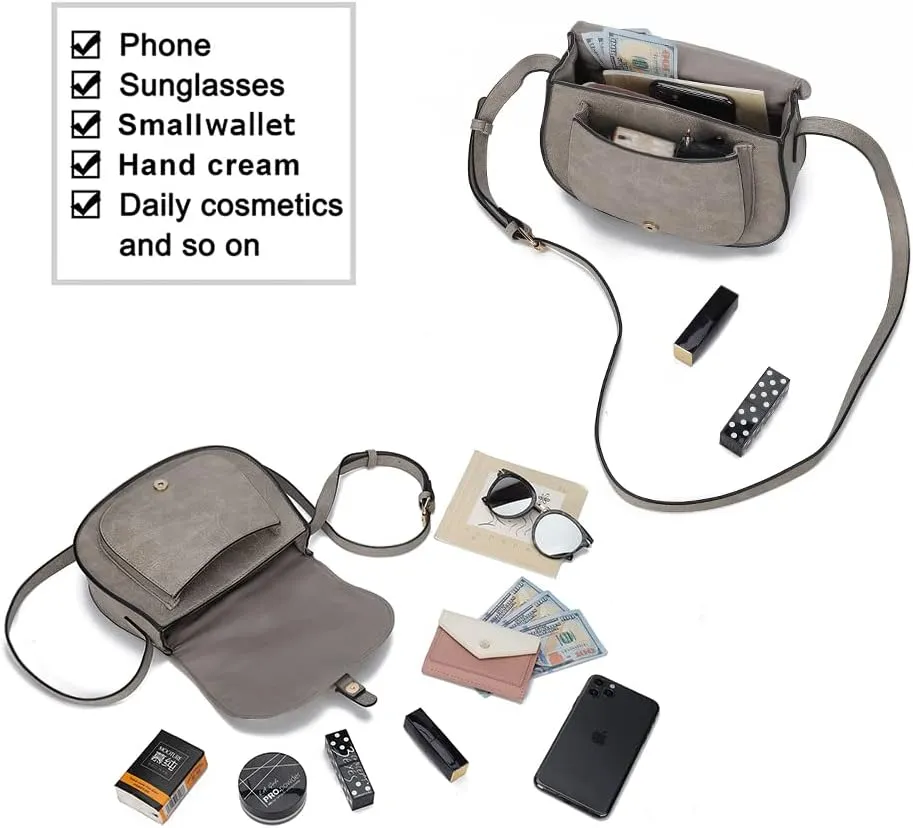AFKOMST Crossbody Bags for Women,Small Saddle Purse and Boho Cross Body Handbags,Vegan Leather