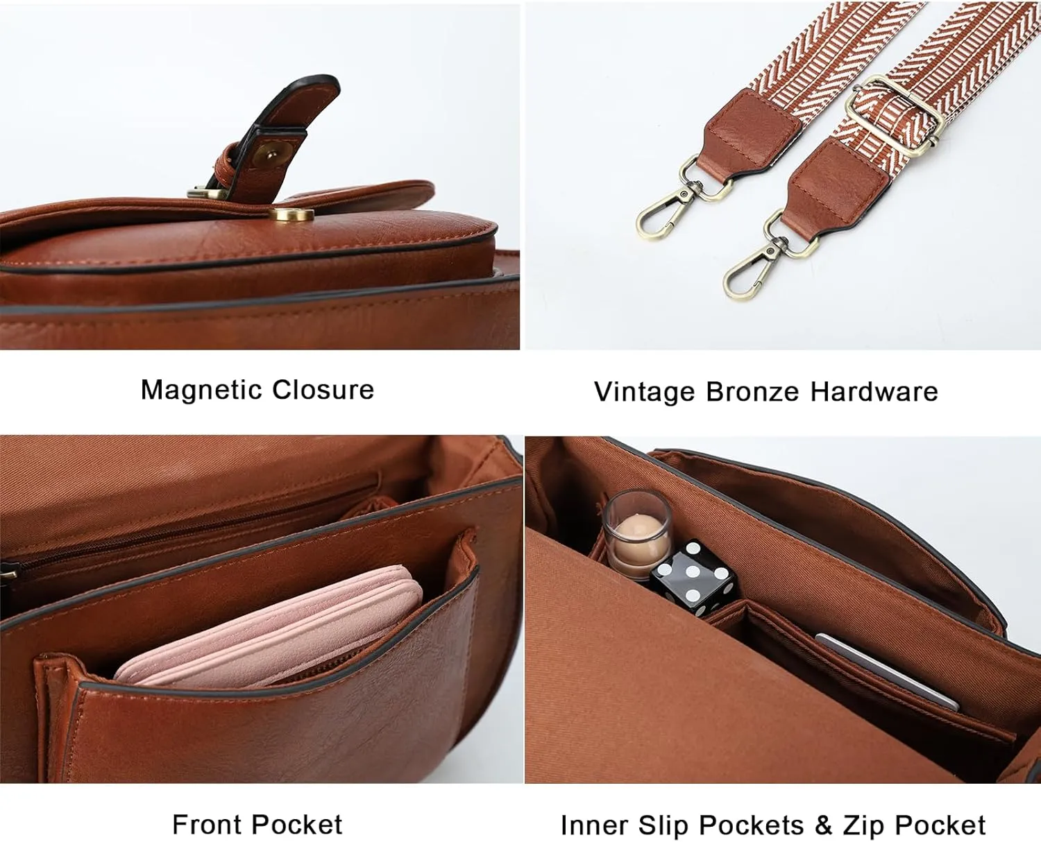 AFKOMST Crossbody Bags for Women,Small Saddle Purse and Boho Cross Body Handbags,Vegan Leather