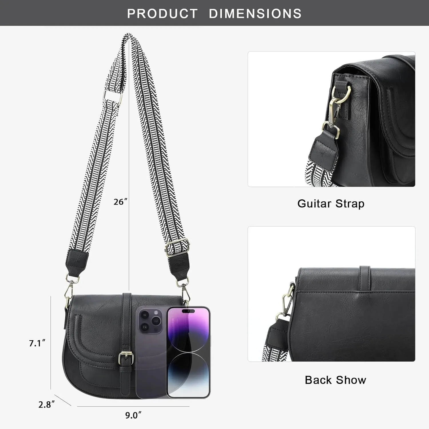 AFKOMST Crossbody Bags for Women,Small Saddle Purse and Boho Cross Body Handbags,Vegan Leather