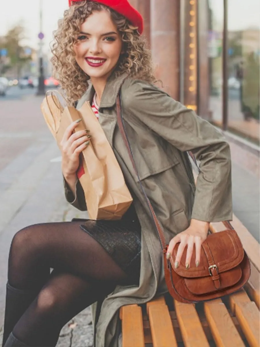 AFKOMST Crossbody Bags for Women,Small Saddle Purse and Boho Cross Body Handbags,Vegan Leather