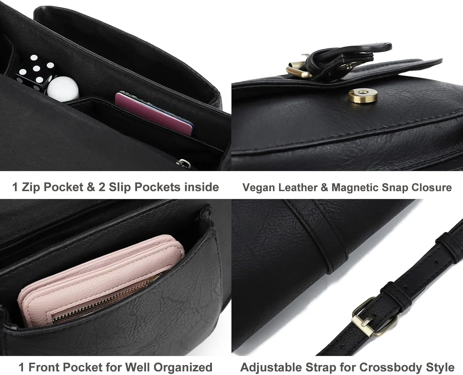 AFKOMST Crossbody Bags for Women,Small Saddle Purse and Boho Cross Body Handbags,Vegan Leather