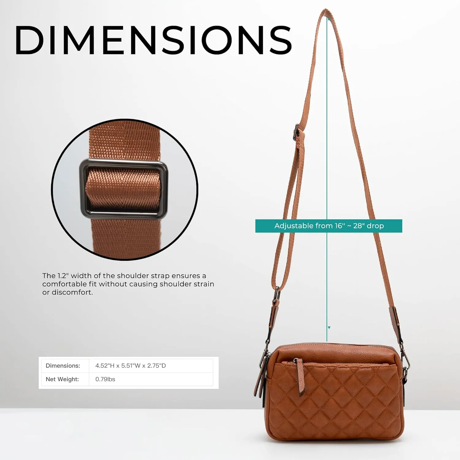 Alldaily Small Triple Zip Crossbody Purse for Women, Vegan Leather Phone Bag with Wide Shoulder Strap