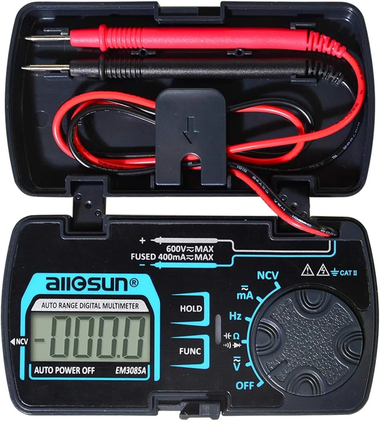 allsun Auto Ranging Pocket Tiny Digital Multimeter, Mini Electrical Travel Meter AC/DC Ohm Volt NCV Amp Capacitance Frequency Diode Continuity
