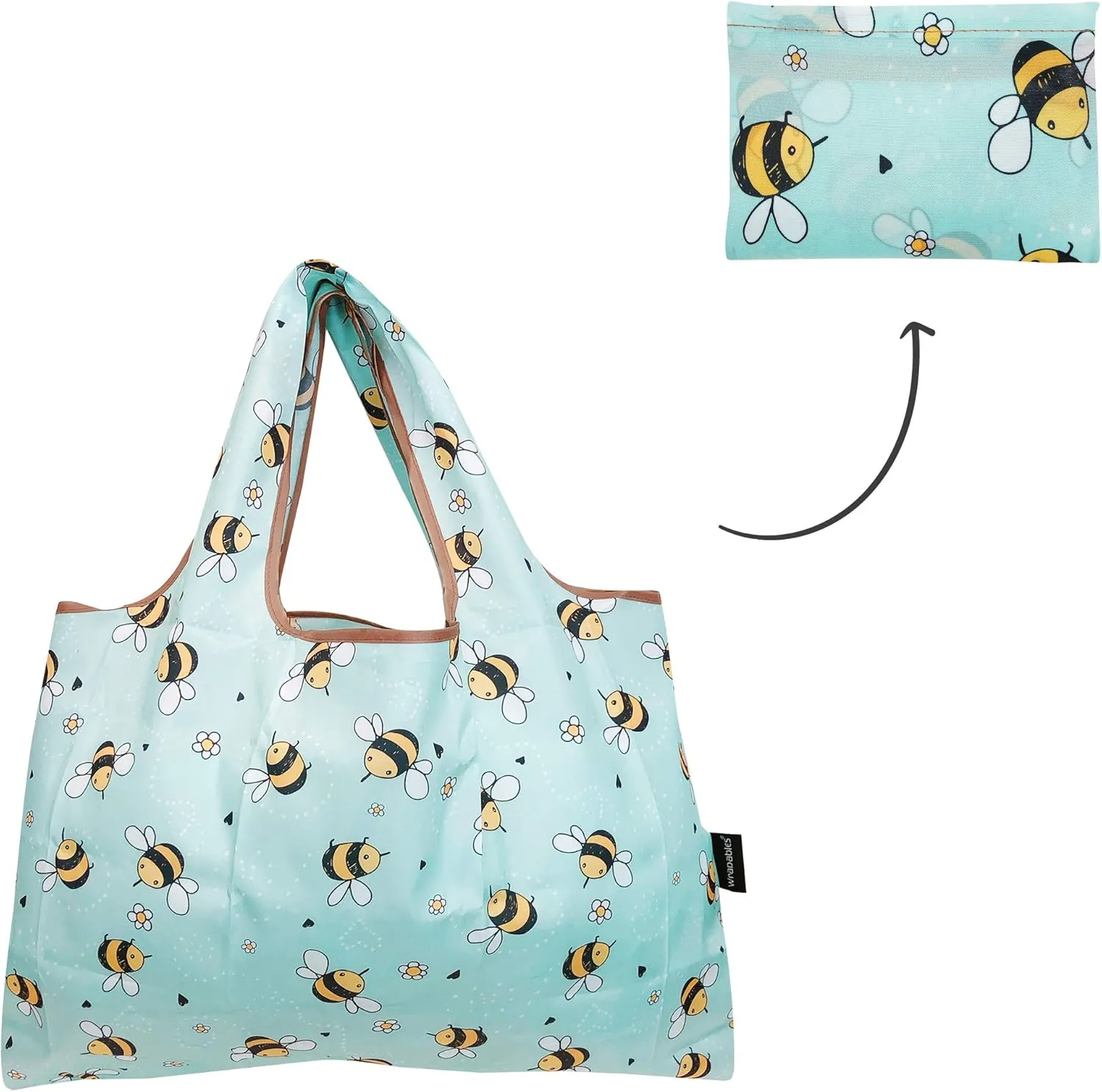 allydrew Large Foldable Tote Nylon Reusable Grocery Bag, 3 Pack