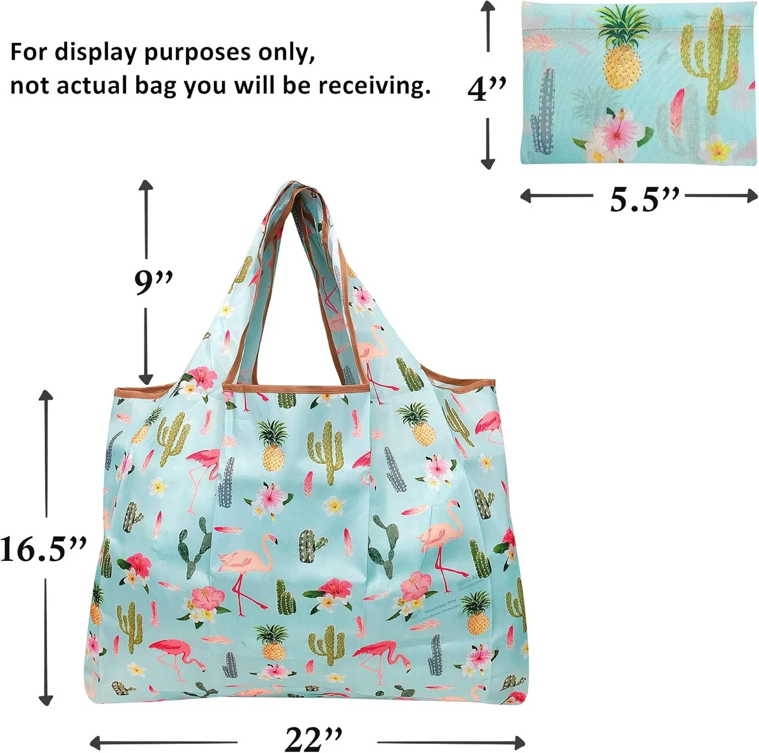 allydrew Large Foldable Tote Nylon Reusable Grocery Bag, 3 Pack