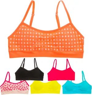 Alyce Intimates Pack of 6 Seamless Girls Bra with Lace Trim & Adjustable Straps- Youth Lightly Padded Bras for Girls