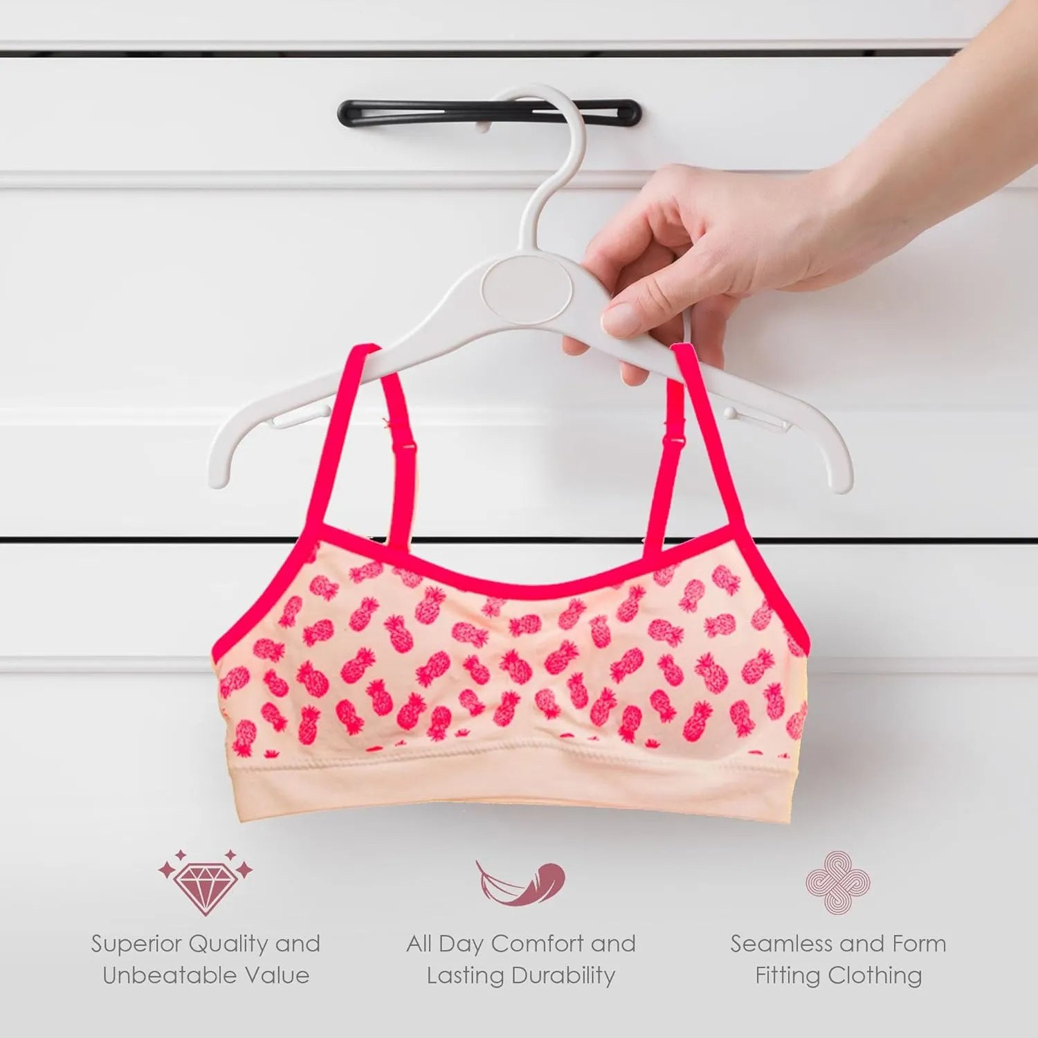 Alyce Intimates Pack of 6 Seamless Girls Bra with Lace Trim & Adjustable Straps- Youth Lightly Padded Bras for Girls