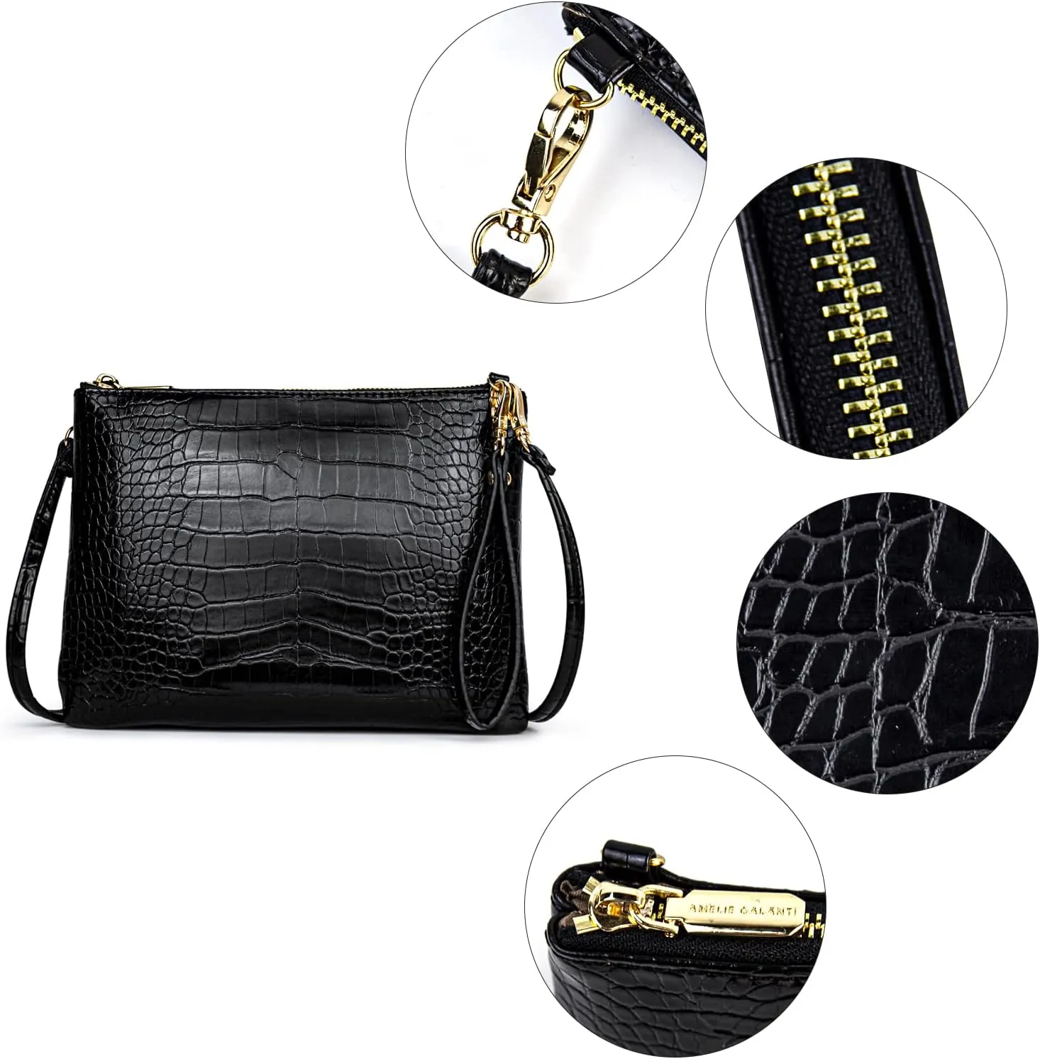 AMELIE GALANTI womens small crossbody strap handbag bag,Soft Leather Fabric Delicate Durable Fashion Design