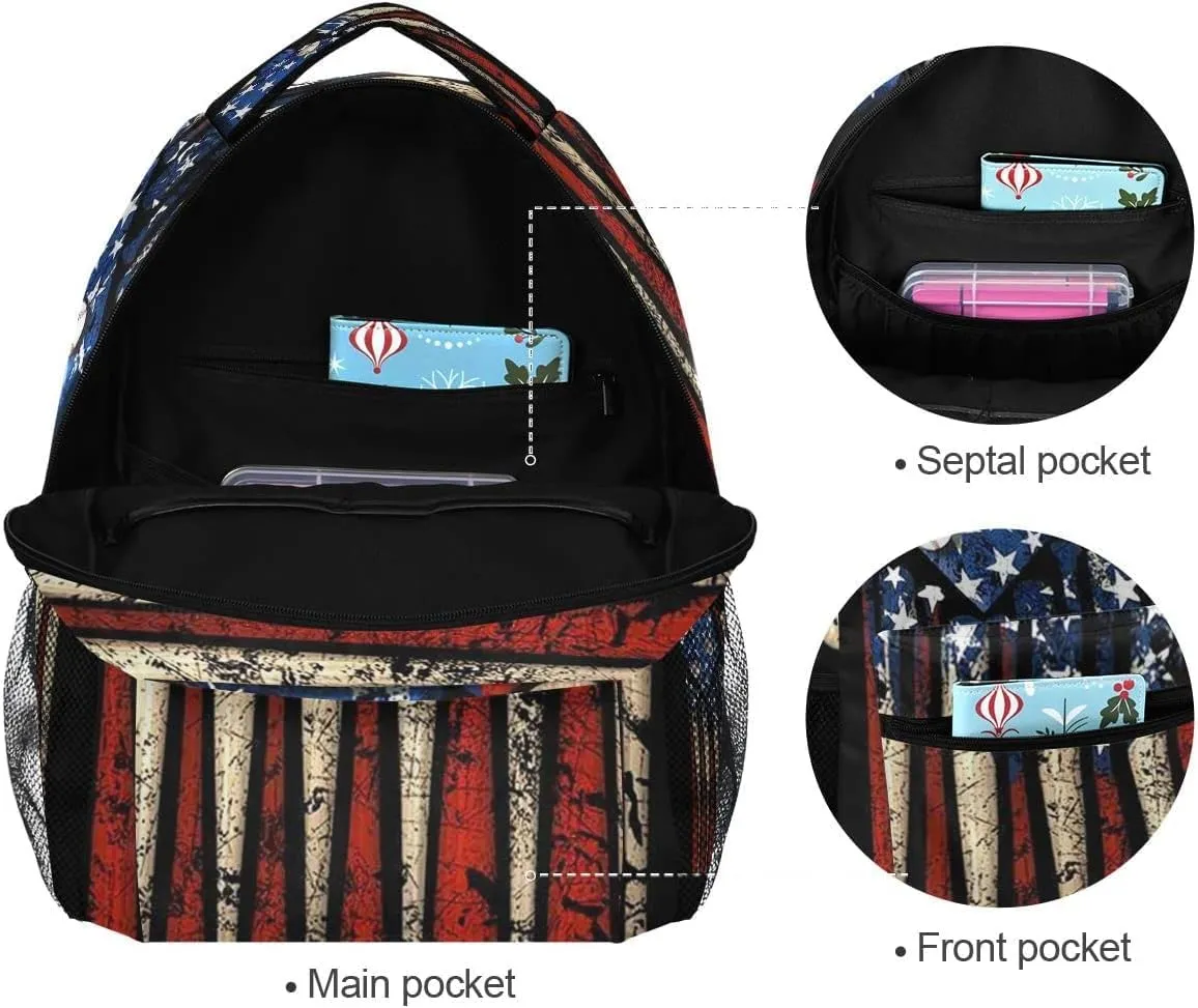 American Flag Fashion Casual Backpack Bag, Lightweight Backpacks for Adult For Camping,Hiking,Travel (01)