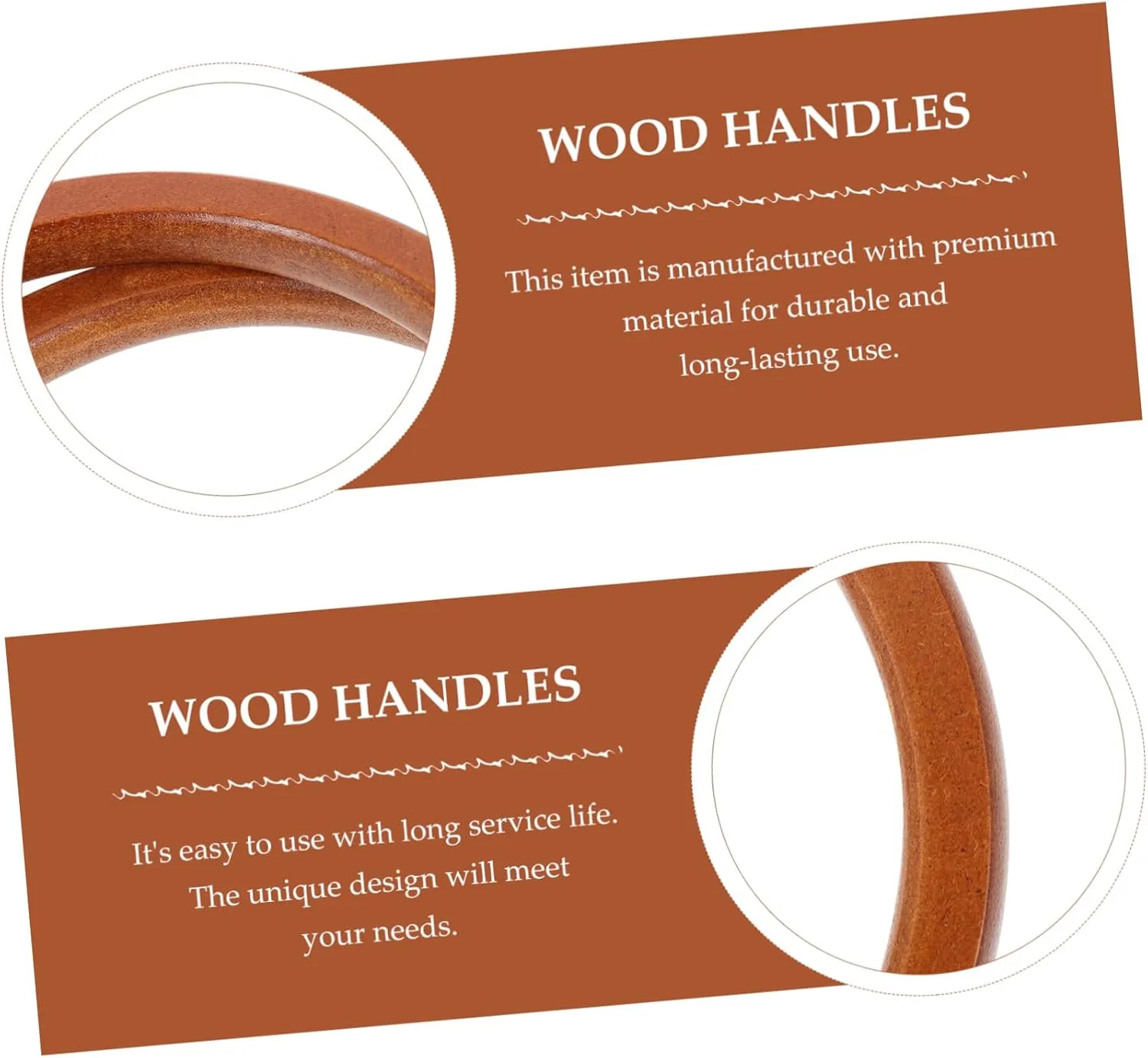 Anneome 2 Pcs Wooden Bag Making Handles Round Shape Sturdy Wood Material Easy to Replace for Handbags Purse Large Small Bags