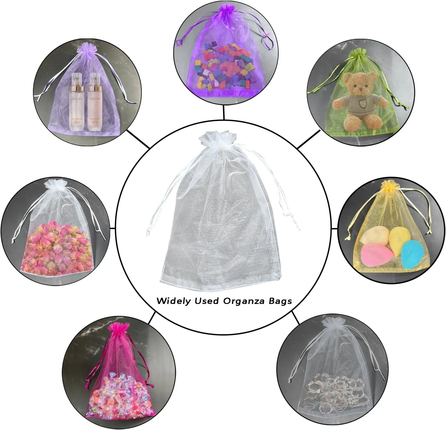 ANSLEY SHOP 100pcs 6x9 Inches Sheer Drawstrings Organza Gift Candy Bags Wedding Christmas Favors Bags (Gold)