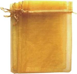 ANSLEY SHOP 100pcs 6x9 Inches Sheer Drawstrings Organza Gift Candy Bags Wedding Christmas Favors Bags (Gold)