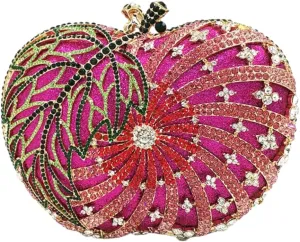 Apple Shaped Diamond Evening Bag Purse for Women Cute Rhinestone Handbag Shoulder Bag