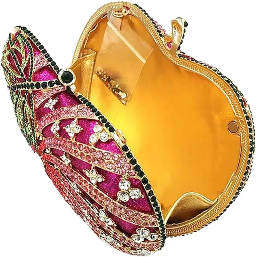 Apple Shaped Diamond Evening Bag Purse for Women Cute Rhinestone Handbag Shoulder Bag
