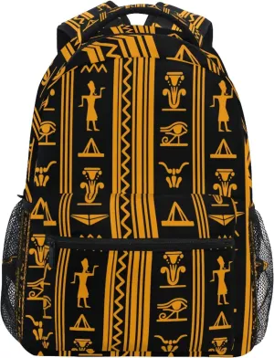 AUUXVA Backpack Ancient Egyptian Hieroglyphic Alphabet Symbol School Shoulder Bag Large Waterproof Durable Bookbag Laptop Daypack for Students Kids Teens Girls Boys Elementary